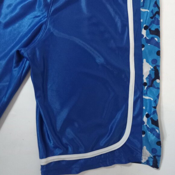 Vintage NBA Athletic Works Basketball Shorts Blue L Dazzle Shiny Men's Large 90s - Picture 12 of 15